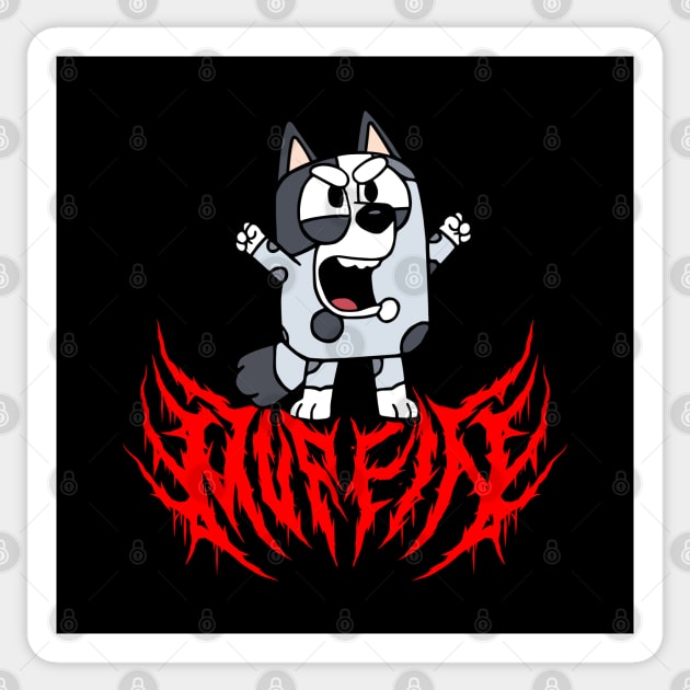 Black Metal Muffin Bluey Sticker by flataffex